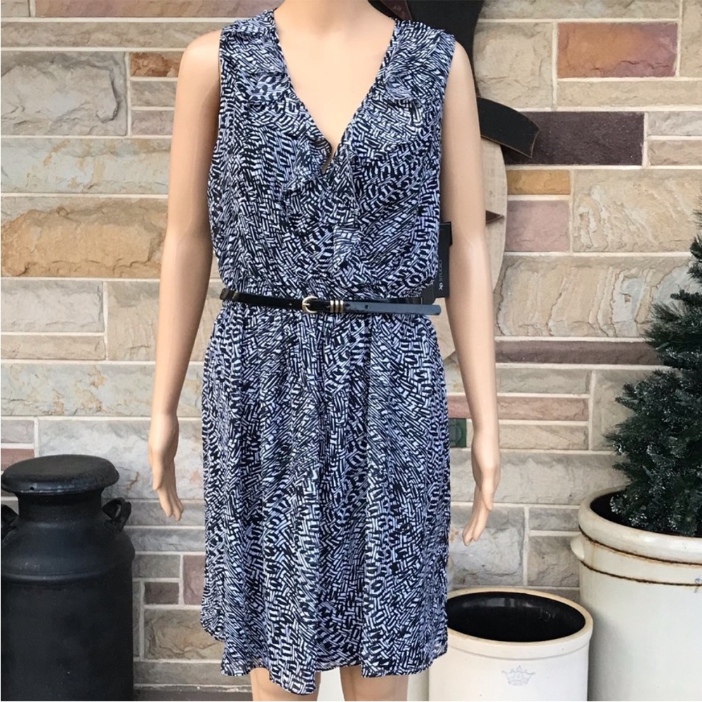 AB Studio Ruffle Front Belted Dress‎